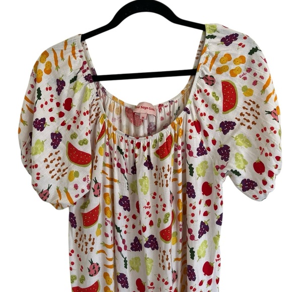 Lisa Says Gah Joni Farmers Market Fruit Print Maxi Dress Medium - Picture 3 of 8